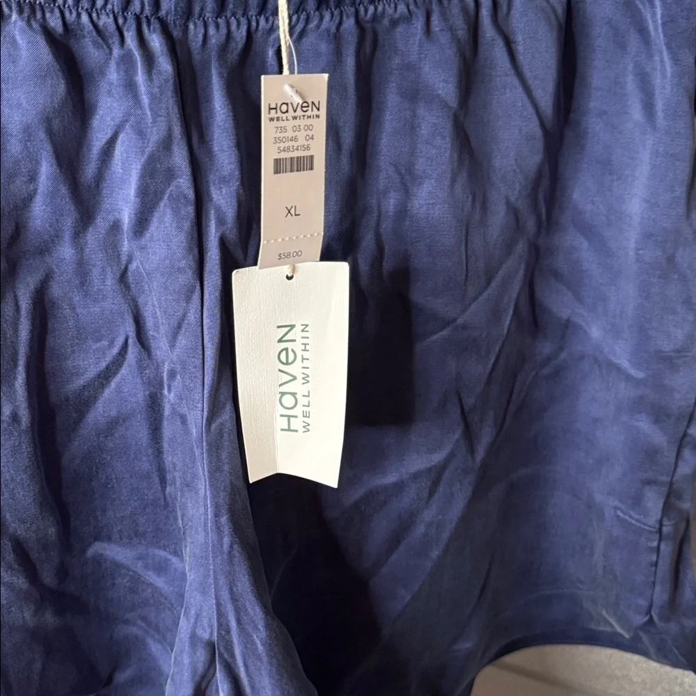NWT!!! Haven well within blue natural luxe curved hem shorts, size XL